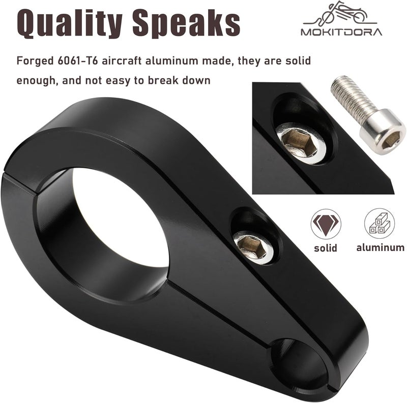 MoKitDora 1" Handlebar or Frame Mount Clutch Throttle Cable Clamp or Brake Line Clips for Harley 2 Pack, Black - Image 4